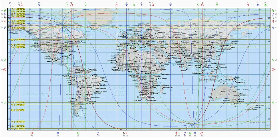 Astrocartography Lines and Astrocartography map Image